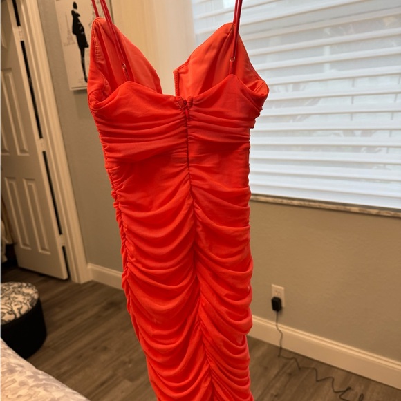 Pink Ruched Spaghetti-Strap Dress - Picture 2 of 4